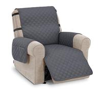 M MCombo Housse de Fauteuil MCombo pour Fauteuil Relax, Imperméable & Anti-Dérapante avec Accoudoirs & Pochettes, Housse de Protection Anti-Griffes pour Canapé Télé C1833 (Gris Foncé/Microfibre)