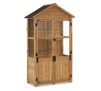 M MCombo Petite Armoire de Jardin en Bois Abri de Jardin extérieur Abri à Outils Serre résistante aux intempéries pour Balcon et terrasse 100 × 53 × 178 cm 0111 (Naturel)