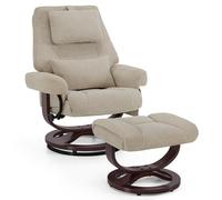 M MCombo Relax avec Fonction inclinable, TV pivotant à 360° avec Repose-Pieds, avec Appui-tête réglable, Coussin Lombaire et Poche latérale, 9046 (Beige-Tissu)