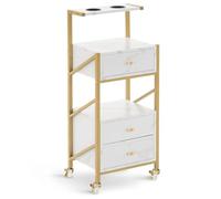 M MCombo Servante de Service avec roulettes et 3 tiroirs, Servante de Salon avec 2 étagères, Servante de Travail pour la Salle de Bain, 30x40x97cm, 0048