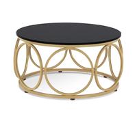 M MCombo Table Basse Ronde en Bois, Table de canapé Moderne, Petite Table Basse Structure en métal, Table d'appoint pour Salon, diamètre 80 cm, 2102