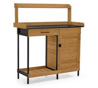M MCombo Table de jardin avec plan de travail galvanisé et espace de rangement en dessous, table de rempotage en bois de sapin,2049