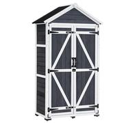 M MCombo1000EY Armoire à Outils d'extérieur avec Toit en Bois Gris, 90 x 48 x 178 cm (Gris)