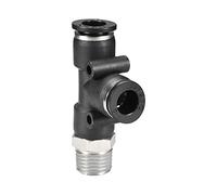 M METERXITY 1 Paquet 1/4 NPT Mâle Filetage Pousse Serrure Raccord - Tee Cloison Union, Pousser à Connecter Raccords, Appliquer à Pneumatique Système (8mm, Noir)
