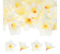 M METERXITY 10-Pack Fleurs Artificielles De Plumeria, Fausses Têtes De Fleurs en Soie Pétales De Plumeria Hawaïen pour DIY Artisanat/Robe/Mariage/Décoration De Fête [Blanc, 3.9"/10cm]