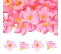 M METERXITY 10-Pack Fleurs Artificielles De Plumeria, Fausses Tetes De Fleurs en Soie Petales De Plumeria Hawaiian pour DIY Artisanat/Robe/Mariage/Decoration De Fete [Rose, 3.9"/10cm]