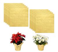 M METERXITY 10-Pack Papier D'Aluminium Pour Plantes En Pot, 15,7 x 15,7 Pouces Covers De Pot De Fleurs En Aluminium Pour Mariage/Anniversaire/Saint-Valentin/Thé Party, Papier D'Emballage [Or]