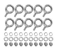 M METERXITY 10-Sets Vis À Œil En Acier Inoxydable M5x12mm Avec Épaulement Pour Suspension/Fixation Avec Écrous Et Rondelles Filetage Mâle Anneau À Épaulement Longueur 0.47 Pouce