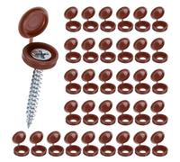M METERXITY 100-Pack Coque À Charnière en Plastique pour Vis, Capuchons pour Vis À Volet De 5mm, Caches À Rondelle À Clip, Protections À Rabat pour Têtes De Vis M3 M4 M5 [Brun Foncé]