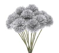 M METERXITY 12 Pcs Boules de Chrysanthème Artificielles, 28Cm Bouquets d'Hortensias Artificiels en Soie, Fleurs Artificielles au Toucher Réaliste pour Mariage/Noël/Fête [Argenté]