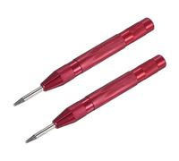 M METERXITY 2-Pack Automatic Center Punch, 133mm High Speed Steels Spring Loaded Nail Punch Tool pour Steel Plate/Wooden Board/Glass, Adjustable Impact Punch Window Breaker Tool [Red]