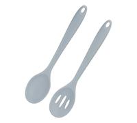 M METERXITY 2-Pack Cuillères en Silicone pour Cuisine pour Mélange Gris | 10.6" Cuillères de Service Antiadhésives à Fentes et Pleines, Résistantes à la Chaleur pour Cuisine/Cuisson/Pâtisserie