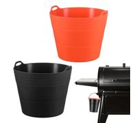 M METERXITY 2-Pack Doublures de Seau à Graisse en Silicone, Noir, Orange | Réutilisable, Pliable, Bac d'Égouttement, Barbecue, Accessoires pour Gril à Pellets