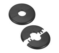 M METERXITY 2-Pack Flasque Murale Divisee, Pour 0.8 Inch/20mm OD Pipe ABS Plaque Rondelle Ronde Auto-Adhesive Plaques De Plomberie Pour Tuyau D'Eau/Robinet [Noir]
