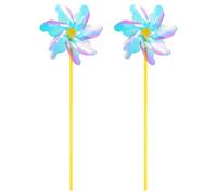 M METERXITY 2-Pack Rainbow Pinwheels, 19.7 inch Plastic Wind Spinners Outdoor Flower Windmill pour Party Decorations/Yard/Garden, Toy Wind Spinners [Rainbow Leaves]