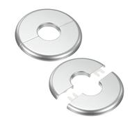M METERXITY 2-Pack Wall Split Flange, pour 1 Inch/25mm OD Pipe ABS Escutcheon Plate Round Self-Adhesive Plumbing Cover Plates pour Water Pipe/Faucet [Silver Tone]