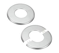 M METERXITY 2-Pack Wall Split Flange, pour 2 Inch/50mm OD Pipe ABS Escutcheon Plate Round Self-Adhesive Plumbing Cover Plates pour Water Pipe/Faucet [Silver Tone]