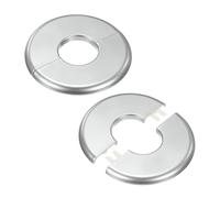 M METERXITY 2-Pack Wall Split Flange pour Water Pipe/Faucet Silver Tone | ABS Escutcheon Plate Round Self-Adhesive Plumbing Cover Plates, pour 1.3 Inch/32mm OD Pipe