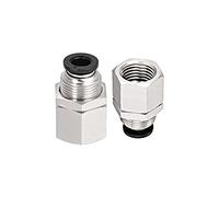 M METERXITY 2 Paquet 1/4 BSPT Push Serrure Raccord - Droit Cloison Union, Pousser pour Connecter Raccords, Appliquer à Pneumatique Système (6mm, Argent)