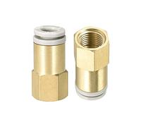 M METERXITY 2 Paquet 1/8 PT Femelle Tuyau Raccord - Droit Union, Pousser pour Connecter Raccords, Appliquer à Pneumatique Système (6mm ID, Or)