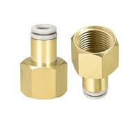 M METERXITY 2 Paquet 3/8 PT Femelle Tuyau Raccord - Droit Union, Pousser pour Connecter Raccords, Appliquer à Pneumatique Système (6mm ID, Or)