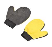 M METERXITY 2 Paquet Nettoyage Moufle - Microfibre Gants Lavage Vaisselle, Vêtements & Volets, Appliquer à Maison Nettoyage (9 x 7.87 Pouce, Gris & Jaune)