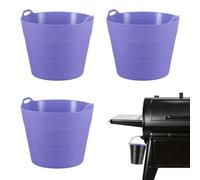 M METERXITY 3-Pack Doublures de Seau à Graisse Réutilisables Barbecue | Violet, Silicone, Pliable, Gril, Plateau d'Égouttage, Accessoires pour Gril à Granulés