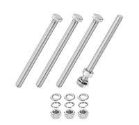 M METERXITY 4-Pack Vis À Tête Hexagonale Avec Écrous Rondelles Plates Et Freins M12x150mm Kit De Boulons En Acier Inoxydable Boulon Métrique Entièrement Fileté Pour Équipement/Machinerie