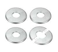 M METERXITY 4-Pack Wall Split Flange, pour 1.3 Inch/32mm OD Pipe ABS Escutcheon Plate Round Self-Adhesive Plumbing Cover Plates pour Water Pipe/Faucet [Silver Tone]