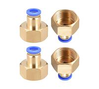 M METERXITY 4 Paquet G1/2 Femelle Pousser verrouilleront Raccord - Droit Union Adaptateur, Pousser à Connecter Raccords, Appliquer à Pneumatique Système (8mm, Or)