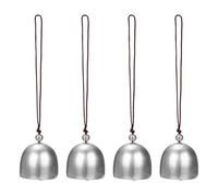 M METERXITY 4 Pcs Cloches Suspendues, Petites Cloches Décoratives Carillons Éoliens Cloche Vintage Clochettes pour Décoration de Noël/Maison/Fenêtre/Porte/Jardin, Pendentif [Argenté, Café]