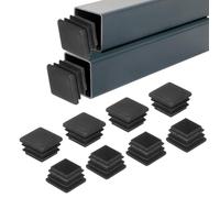 M METERXITY 50-Pack Bouchons D'Extrémité pour Tubes Carrés, 0.8Pouce/20mm Bouchons en Plastique pour Tube Métallique Carré/Pieds De Chaise/Poteau/Meuble/Clôture [Noir]