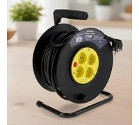M mimotec -Enrouleur de Câble Extérieur 25 m 4 Prises 3200W 16A | Câble H05VV-F 3G1,5 mm² | Protection Enfants | Rallonge Électrique pour Jardin, Garage et Atelier