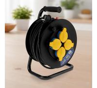 M mimotec -Enrouleur de Câble Extérieur 25 m IP44 4 Prises 3200W 16A | Câble H05RR-F 3G1,5 mm² | Protection Enfants | Idéal pour Jardin, Chantier et Atelier