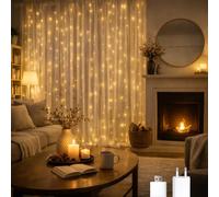 M mimotec - Guirlande Rideau LED Extérieure avec USB, longueur 3X3M, lumière chaude 2700k, étanche IP65, idéale pour les terrasses et jardins. LM2963