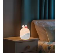 M mimotec - Lampe de chevet/réveil tactile LED pour enfants Lapin, température chaude (3000K), Design créatif et finition opale. Idéal pour les enfants. LM9210