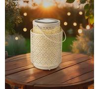 M mimotec - Lampe solaire LED de table Casablanca Beige, lumière chaude 2500K, dimmable, résistante à l’eau IP44, batterie intégrée, idéale pour terrasse et jardin.