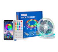 M mimotec - Ruban LED RGB, Lumières LED Chambre 15 mètres, avec APP, Bluetooth Musical, adhésif, télécommande et adaptateur de courant, puce 5050, Multicolor Dimmable en intensité, LM2406
