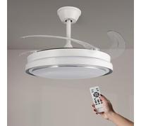 M mimotec - Ventilateur de Plafond avec Lumière LED Count, Télécommande, Moteur DC, 6 Vitesses, Silencieux, Lames Rétractables, Fonction Été-Hiver, Minuterie, CCT