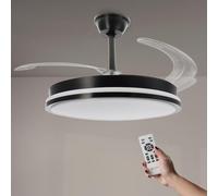 M mimotec - Ventilateur de Plafond avec Lumière LED Étoile à capuchon blanc, Télécommande, Moteur DC, 6 Vitesses, Silencieux, Lames Rétractables, Fonction Été-Hiver, Minuterie, CCT