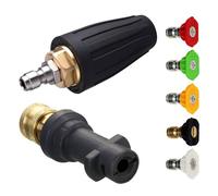 M MINGLE Buse Turbo Haute Pression, Adaptateur Compatible Kärcher K2-K7 | Buse Rotative avec 5 Embouts de Buse Pulvérisation et Adaptateur, Raccord Rapide 1/4", 250 bar, Orifice 2,5mm