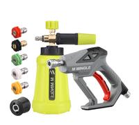 M MINGLE Pistolet avec Canon à Mousse Haute Pression, pour Kärcher K2-K7 | Pistolet pour Nettoyeur de Voiture avec Lance à Mousse 1 L, 5 Embouts de Buse et Adaptateur, Raccord Rapide 1/4", M22, 280bar