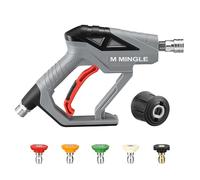 M MINGLE Pistolet Haute Pression, Compatible avec Kärcher K2-K7, 280 bar | Kit de Pistolet Court pour Lavage de Voiture, Adaptateur M22 14mm, 5 Buses de Pulvérisation à Connexion Rapide