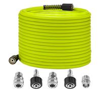 M MINGLE Tuyau Haute Pression 15 m x 1/4", M22 14mm en Acier Inoxydable | Flexible pour Nettoyeur Haute Pression, Raccord Rapide 3/8", Anti-Vrille, Idéal pour Nettoyage de Voiture et Allée, 250 bar