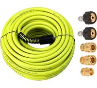 M MINGLE Tuyau Haute Pression 30 m x 1/4", Raccords M22 14mm, 250 bar | Flexible de Remplacement pour Nettoyeur Haute Pression avec Raccords Rapide 3/8", Idéal pour Nettoyage de Voiture, Allée