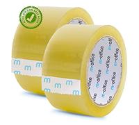 m-office Cinta Adhesiva Transparente, Cinta de Embalar Adhesiva para Embalaje de Cajas, Envíos, Mudanzas y Manualidades, Precinto Transparente Seguro y Resistente (36mmx66m, x2)