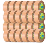 m-office Ruban Adhésif Papier Kraft, Ruban Adhésif pour Emballage de Cartons, Envois, Déménagements et Loisirs Créatifs, Ruban Papier Emballage, Scotch Brun Papier Kraft (24 unité, 50mmx50m)