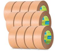 m-office Ruban Adhésif Papier Kraft, Ruban Adhésif pour Emballage de Cartons, Envois, Déménagements et Loisirs Créatifs, Ruban Papier Emballage, Scotch Brun Papier Kraft (12 unité, 50mmx80m)