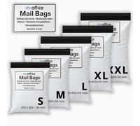 M-office Sacs Expédition Autocollants 25 pcs Mix 5 Tailles (S à XXL) Sacs d’expédition imperméables autocollants robustes pour vêtements, colis et boutiques en ligne