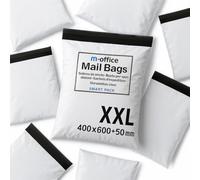 M-office Sacs Expédition Autocollants 25 pcs XXL (400×500+50 mm) Sacs d’expédition imperméables autocollants robustes pour vêtements, colis et boutiques en ligne - Recyclables avec fermeture sécurisée